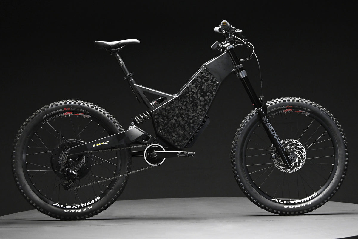 Black HPC Revolution electric downhill bike, built in the USA