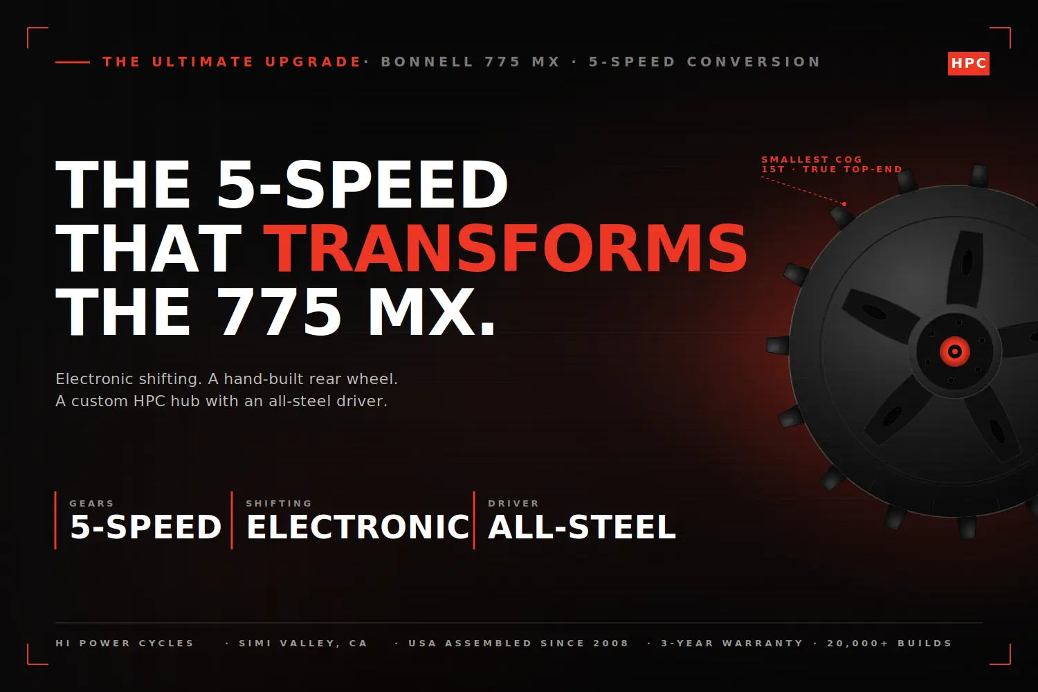 The Ultimate Bonnell 775 MX Upgrade: 5-Speed Electronic Transmission Hi Power Cycles