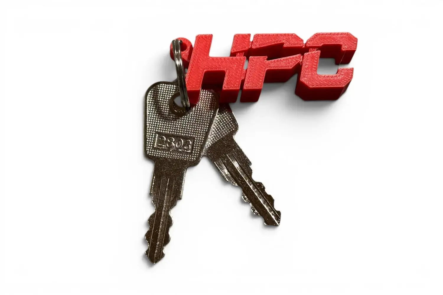 HPC logo keychain in factory red, 2 inches long – Hi Power Cycles